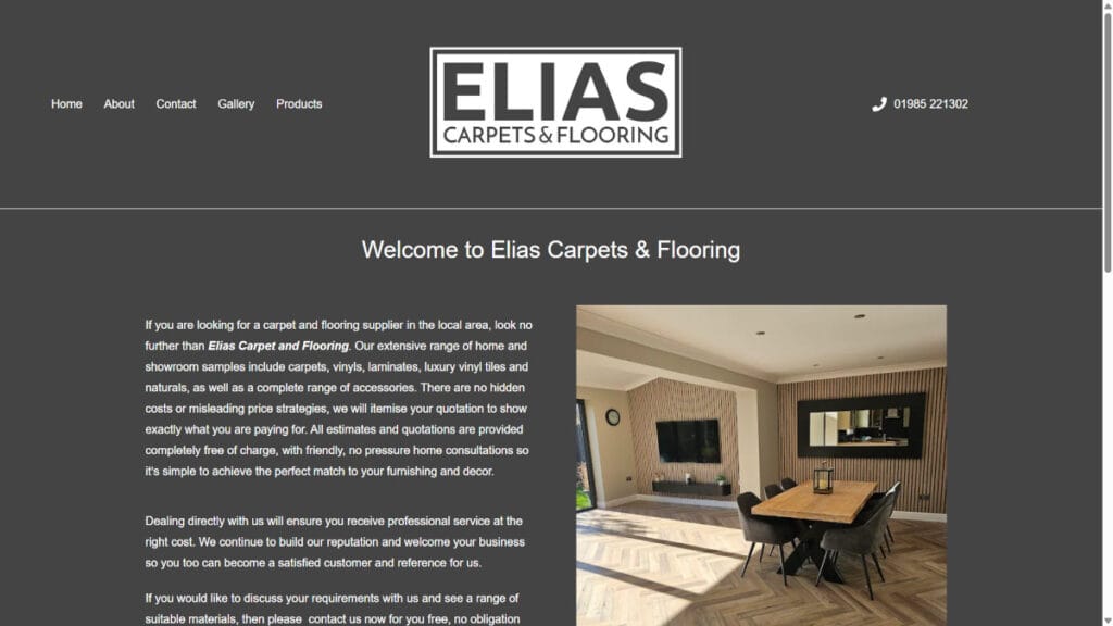 Elias Carpets and Flooring - Website design by Warminster Web